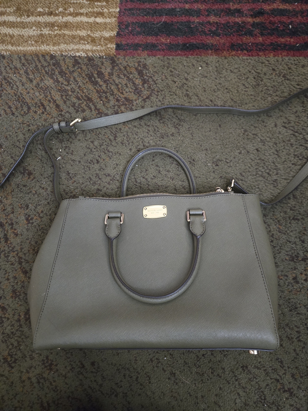 Michael Kors Kellen Medium Satchel In Classic Olive With Detachable Strap